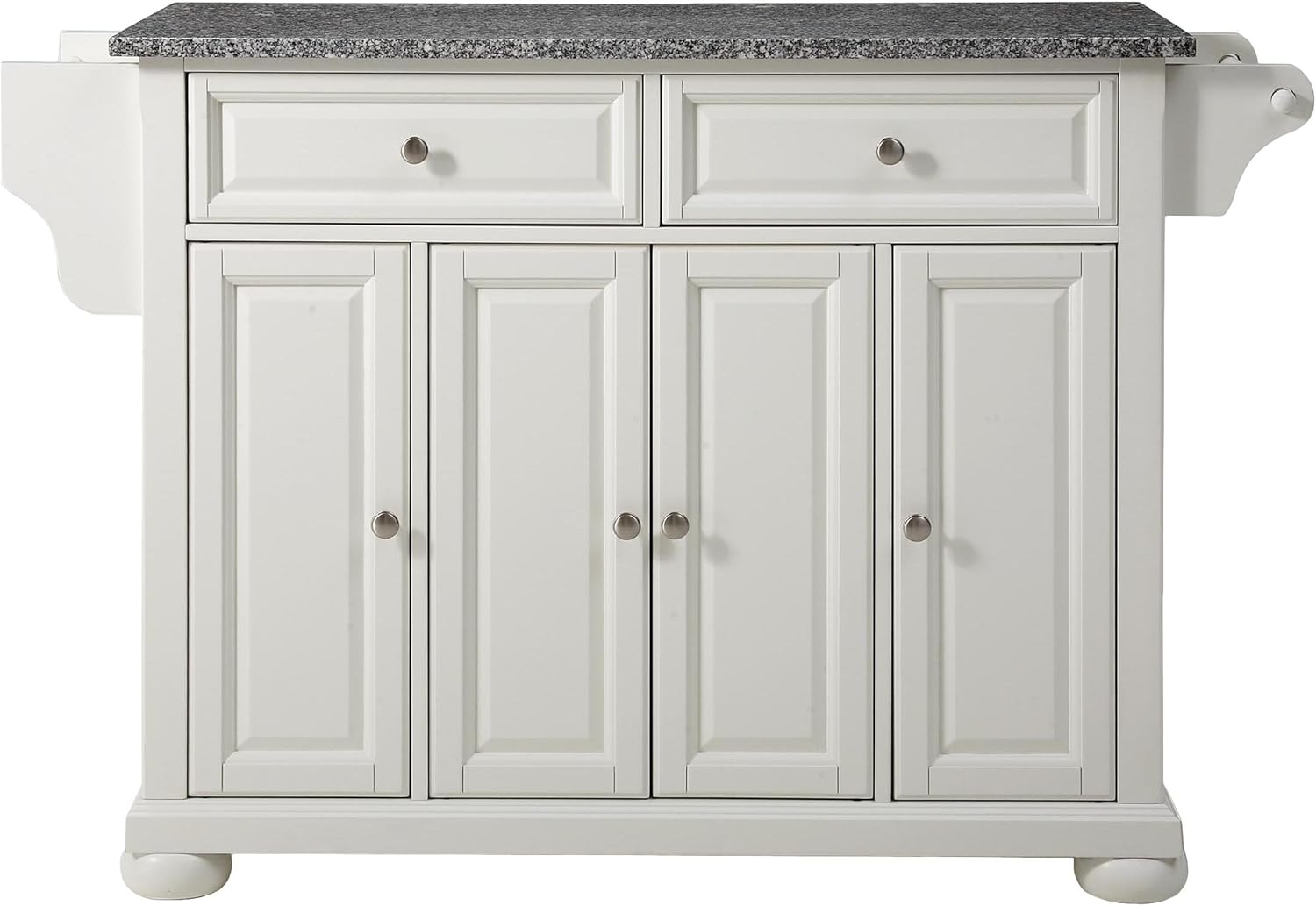 Crosley Furniture Alexandria Granite Top Rolling Kitchen Island Storage Cart, Microwave Stand, Spice Rack, White
