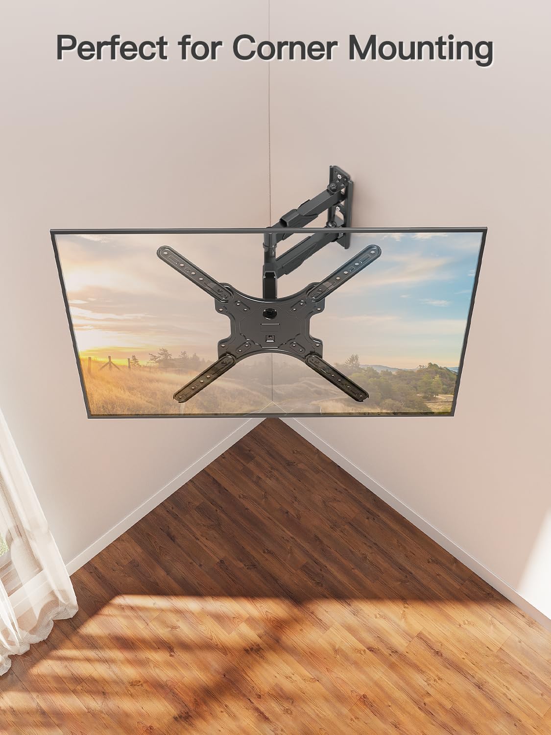 ELIVED TV Wall Mount for Most 26-60 Inch TVs, Wall Mount Bracket Max VESA 400x400mm, Swivel and Tilt Full Motion TV Mount with Single Stud Perfect Center Design, Corner Mount Holds up to 77 lbs.