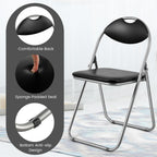 POWERSTONE Folding Chairs 2 Pack 300-Pound Capacity, Sturdy Metal Foldable Chairs, PU Leather Padded Folding Chairs Set of 2 Assembled for Meeting Room Classroom Restaurant and Patio