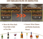 31.5in Solid Wood Wine Rack Wall Mounted, 4-Tier with LED Lights | Liquor Bottles Floating Shelves with Glass Holder, Industrial Wall Bar, Supports 440 lbs, Bar, Living Room, Dining Room, Cafe