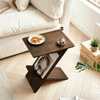 YUNMUARY-C Shaped Couch End Table,Skinny Entryway Table,Modern Wooden Nightstand,11.61 Inches Wide Walnut Slim Side Table for Bedroom,Living Room and Corners,Easy Assembly.