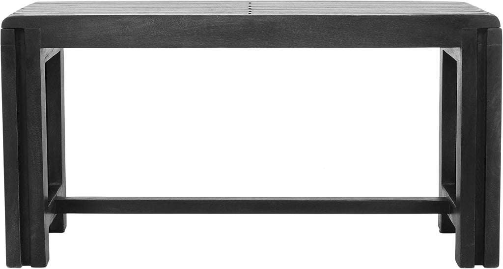 Jofran Global Archive Bradford Extendable Solid Mango Wood Bench, Mid-Century Accent Bench for Living Room Entryway, Grey