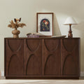 LKTART 59" Sideboard Buffet Cabinet Retro Accent Storage Cabinet with Magnetic Door Latches Adjustable Shelf for Living Room Kitchen(Walnut)