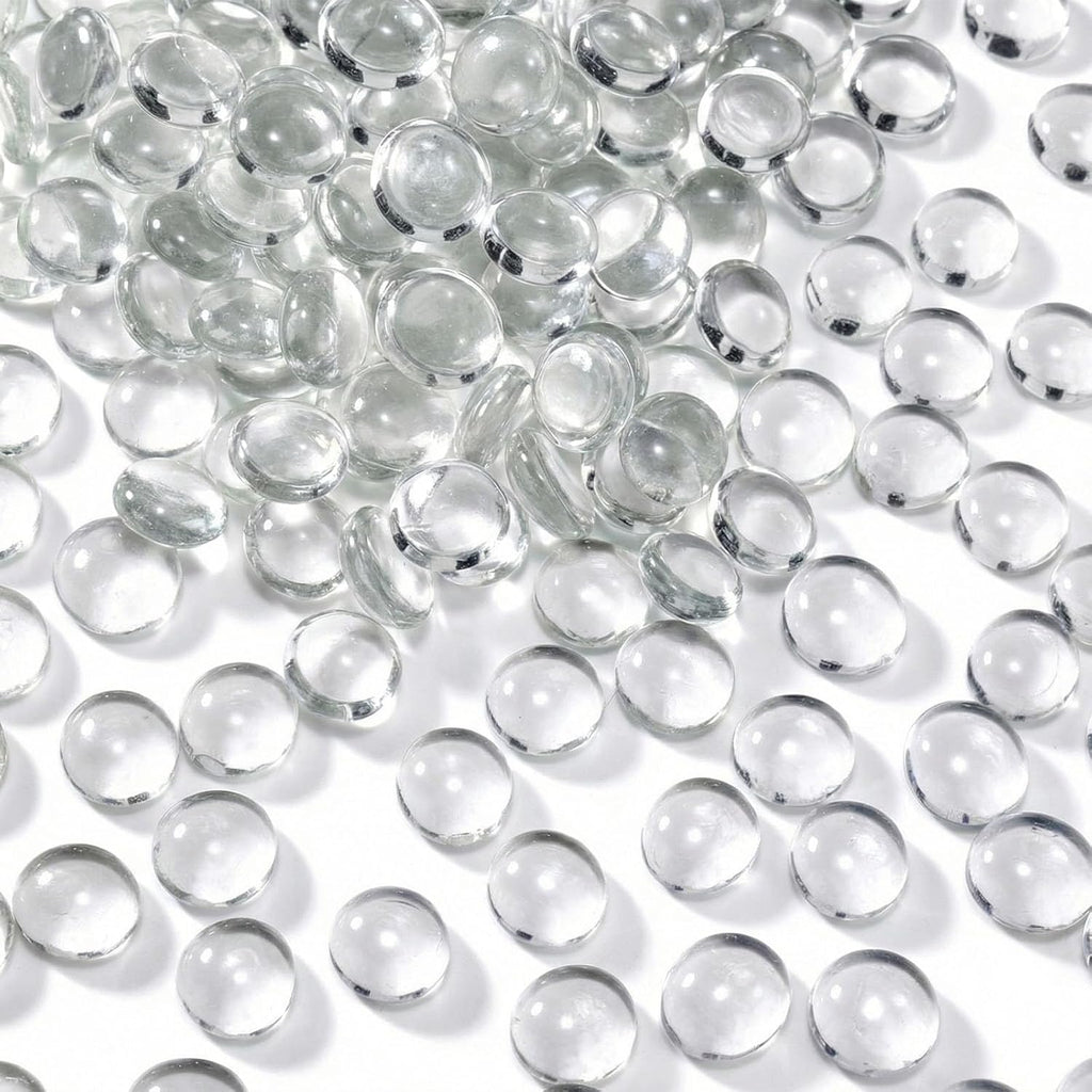 DomeStar 5Lb Flat Glass Marbles, Vase Filler, Glass Pebbles Marbles Bulk for Aquarium Table Scatters Decor