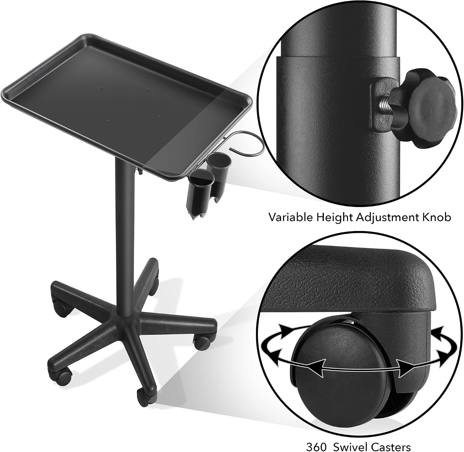 Saloniture Aluminum Salon Instrument Tray with Caddy, Heavy-Duty Rolling Base