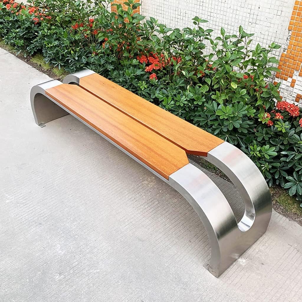 Patio Benches for Outdoors Creative Simple Outdoor Stainless Steel Bench Square Shopping Mall Rest Garden Viewing Leisure Seat Beach Chair Garden Benches for Outdoors
