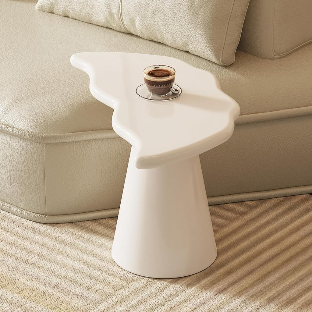 Irregular End Table for Sofa Cloud Side Table for Living Room Modern Nightstand for Bedroom Wavy Bed Side Table Mini Coffee Table, White