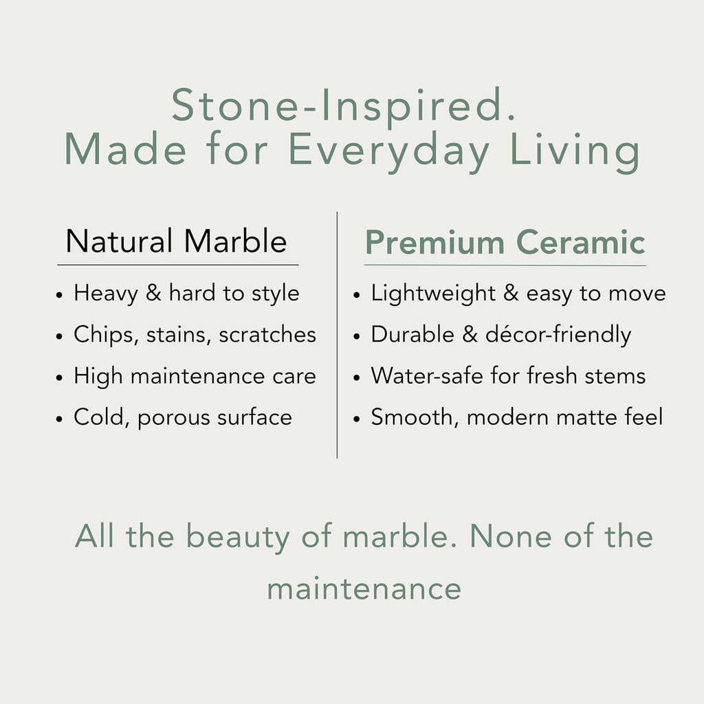 Modern Ceramic Donut Vase Set of 2 - Boho Design White and Gold Marble Pattern Vases for Flowers and Pampas - Elegant Home Decor Centerpieces for Coffee Tables - Entryways - Dining and Living Rooms