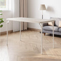 GAOMON Folding Table 4 Foot with Upholstered PU Leather Tabletop, Heavy Duty Metal Legs, Collapsible Design & Shelf Bracket, No Assembly Required, Indoor Outdoor Use, Beige