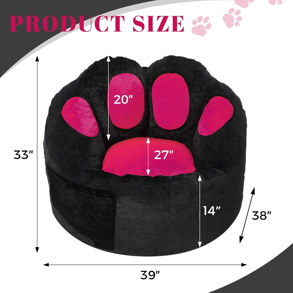 Achicsofar Bean Bag Chair for Adults Teens, Gaint Faux Fur Cat's Paw Shape Beanbag Chairs Memory Foam Filled Accent Floor Sofa for Reading, Gaming, Relaxing in Living Room, Bedroom, Dorm