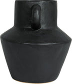 Bloomingville Round Stoneware Vase with Reactive Glaze Finish and Vertical Handles, Black