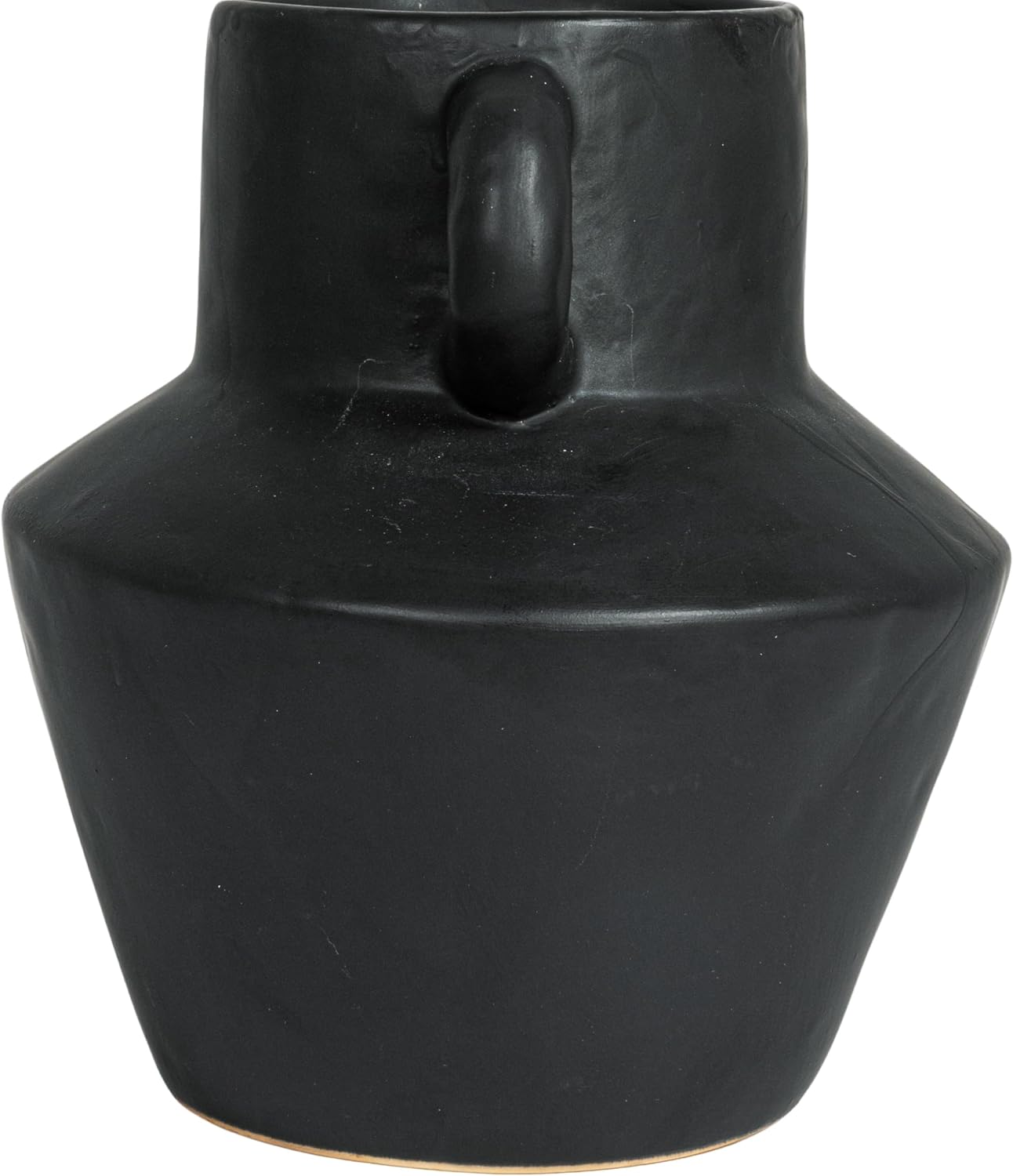 Bloomingville Round Stoneware Vase with Reactive Glaze Finish and Vertical Handles, Black