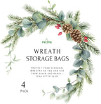 ProPik Christmas Wreath Storage Bag - 4 Pack Clear Christmas Wreaths Storage Container- Garland Holiday Artificial Wreath Storage Holder –Water Proof Transparent PVC (White, 36 Inch)