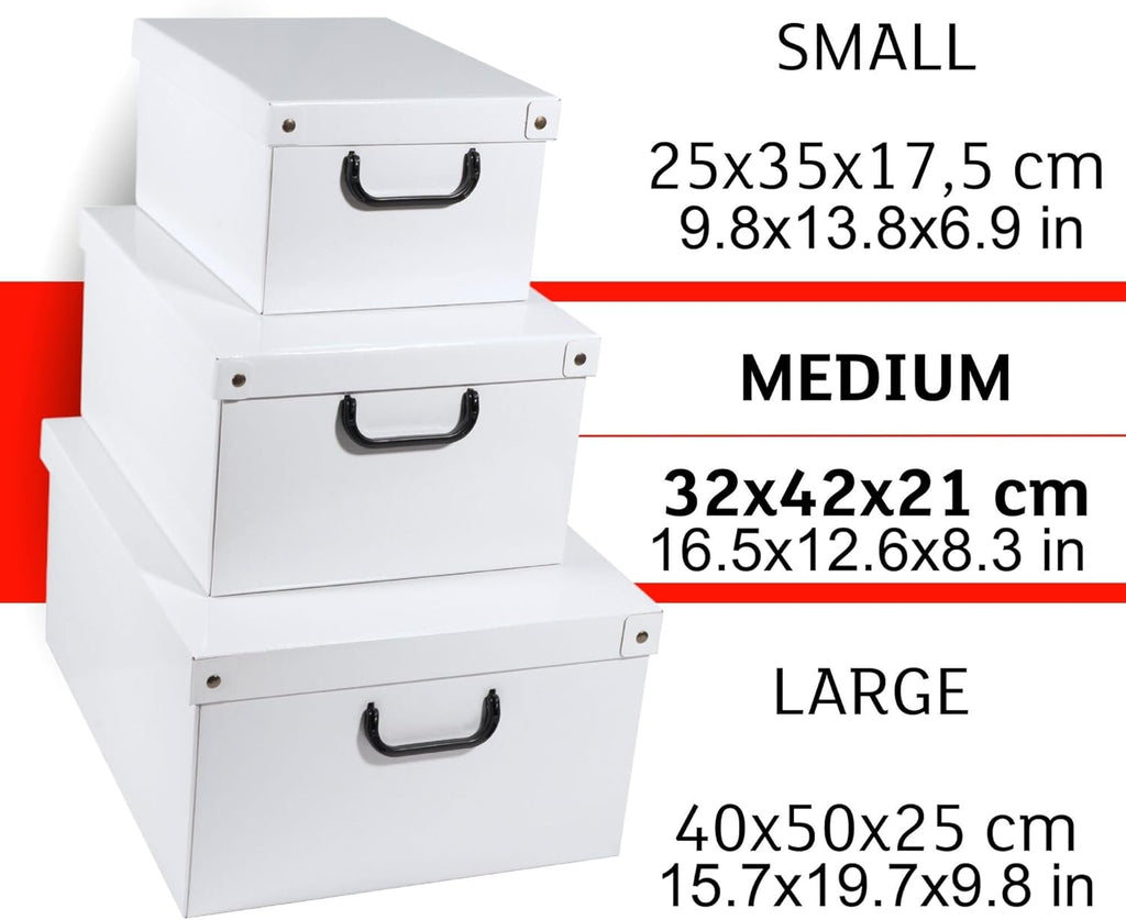 Lavatelli: Storage Box 6 Pack: Large - Map - Lid & Side Handles, Decorative Cardboard Organizer, Stacks-Folds, Home-Clothes-Toys, 19.7 x 15.7 x 9.8