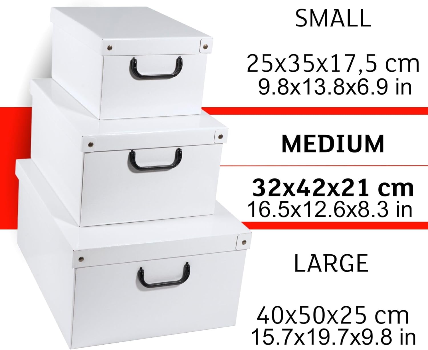 Lavatelli: Storage Box 6 Pack: Large - Map - Lid & Side Handles, Decorative Cardboard Organizer, Stacks-Folds, Home-Clothes-Toys, 19.7 x 15.7 x 9.8