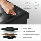 SONGMICS MAZIE Collection - 43 Inches Storage Ottoman Bench with Flipping Lid, Storage Chest with Iron Frame Support, Load 660 lb, for Living Room, Bedroom, Synthetic Leather, Black ULSF75BK