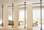 SUNALLY Room Divider Curtain Rod, No Drilling Wall Divider for Room Separation, 4-10ft(H) 28-171inch(W) Adjustable Heavy Duty Partition Space Separator Freestanding Tension Curtain Stand, Black