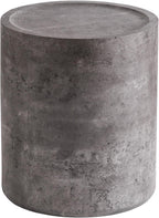 Round End Table with Mars Pattern for Living Room, Modern Drum Circle Side Table for Small Space, Nightstand Sofa Table for Bedroom, No Need Assembly, Stone Grey