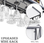 Dokser Wine Rack Wall Mounted Shelf - 2 Tier, Rustic Wood & Industrial Iron Frame Wine Bottle Holder for Kitchen, Dining Room, Home Bar Decor (White)