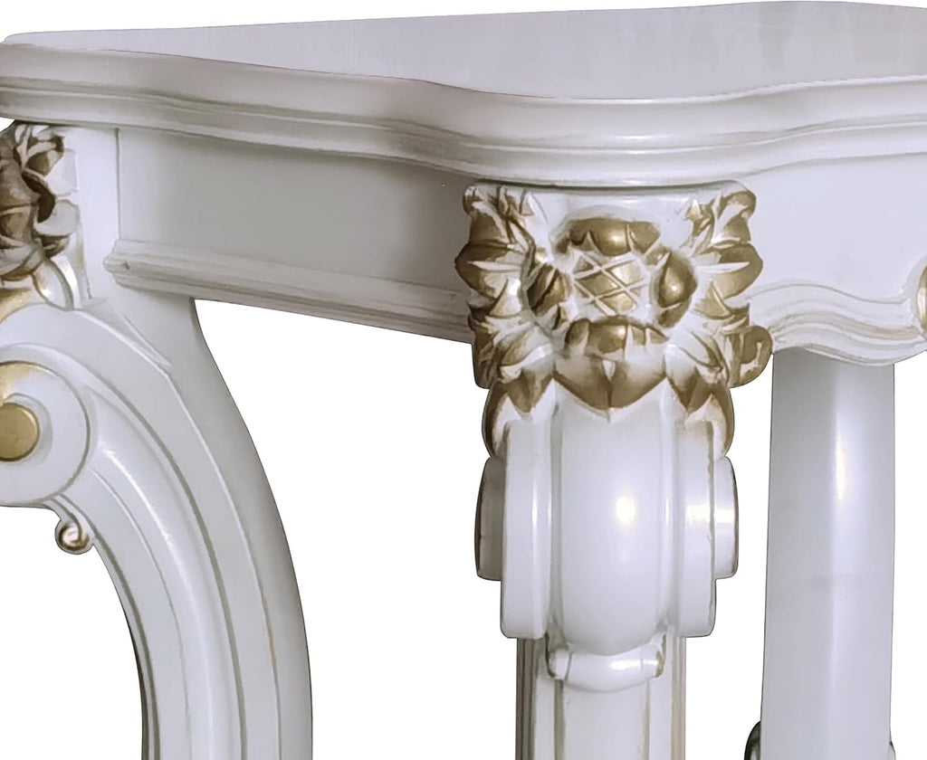 Antique Pearl End Table with Bottom Shelf