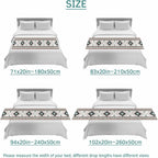Turquoise Beige Boho Bed Runner King Size, Vintage Ethnic Tribal Southwestern Bed Scarf Protector Slipcover for Bedroom Wedding Room Hotel, Bedding Runner Throws for Foot of Beds 94"x20"