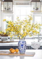 Blue and White Vase, Blue Ceramic Vase for Home Decor 8.9" Chinoiserie Vase for Flowers Blue and White Porcelain Flower Vase for Living Room, Bathroom, Dinner Table Centerpieces