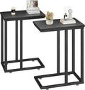 VECELO Universal C-Shaped Side Table, Multi-Functional Snack & TV Tray for Living Room, Bedroom, Black (2 Set)