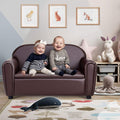 MAT EXPERT Kids Couch, 2 in 1 Double Seat Kids Sofa with PU Leather Surface, Under Seat Storage, Armrest Chair Lounge for Preschool Toddlers Boys Girls Gifts