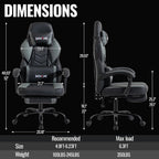 Big and Tall Gaming Chair 350lb, Ergonomic Computer Chair with 2-Point Lumbar Vibration Massage, Breathable PU Backrest, Footrest, Multiple Colors for Adults Kids Gaming Office（Grey）