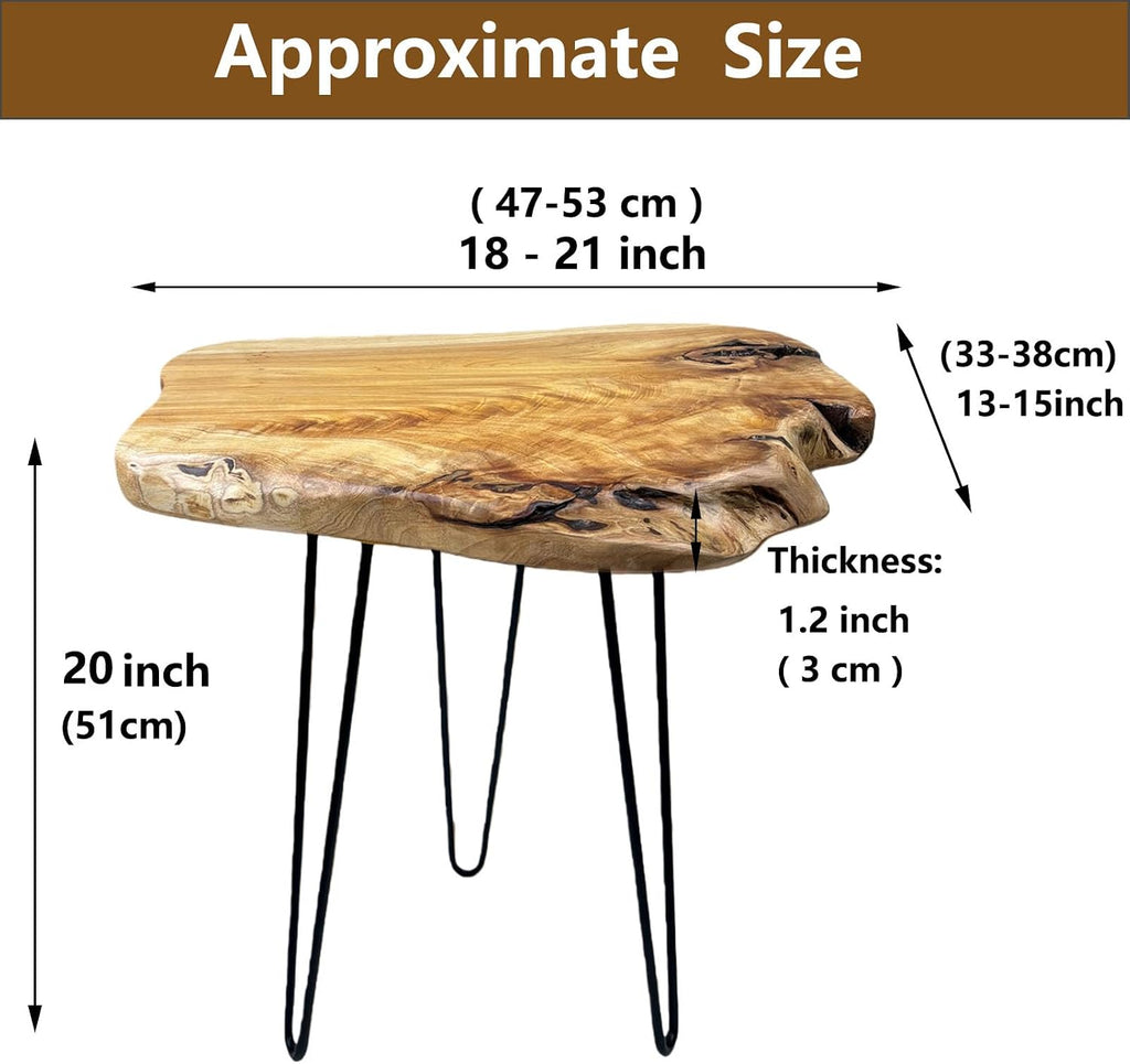 Live Edge Cedar End Table,Natural Wood Side Table,20" L x 14" W x 20" H Unique Desktop Nightstand Plant Stand for Living Room, Bedroom, Home, Office (20" L x 14" W x 20" H)