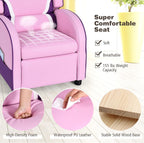 MAT EXPERT Kids Recliner Sofa, Gaming Chair w/Footrest, Arms & Side Pocket Storage, Adjustable Leather Kids Couch Lazy Boy Armchair Reading Chair, Toddler Lounge Chair for Boys Girls Age 3+ (Pink)