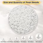 1300PCS Pearls for Crafting,White Pearl Beads with No Hole,Vase Filler Fake Pearls, Artificial Plastic Pearl Beads for Table Scatters, Wedding Party,Decoration