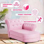 Costzon Kids Couch, Princess Kids Sofa Chairs for Baby Girls 3-5 Old w/Wood Frame & Leather Surface for Nap & Rest, Toddler Couch for Preschool, Nursery, Kindergarten, Children Furniture Gift (Pink)