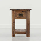 SIMPLIHOME Monroe Narrow Side Table – 14 inch Wide Solid Acacia Wood Narrow End Table in Warm Acorn Brown, Contemporary Accent Table for Living Room with Drawer and Shelf