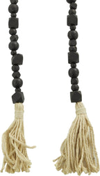 Deco 79 Wood Geometric Handmade Beaded Garland with Tassel, 1" x 1" x 80", Black