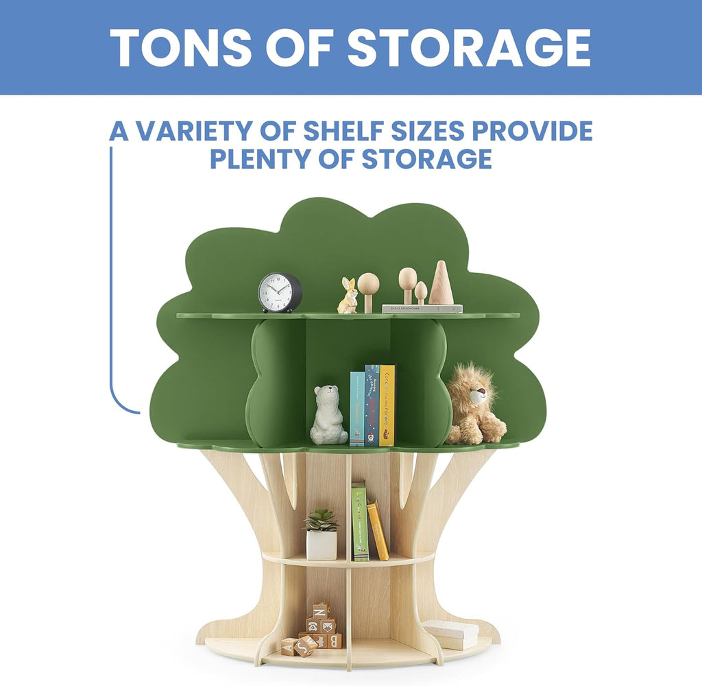 Delta Children Tree Bookcase - Greenguard Gold Certified, Fern Green/Crafted Natural