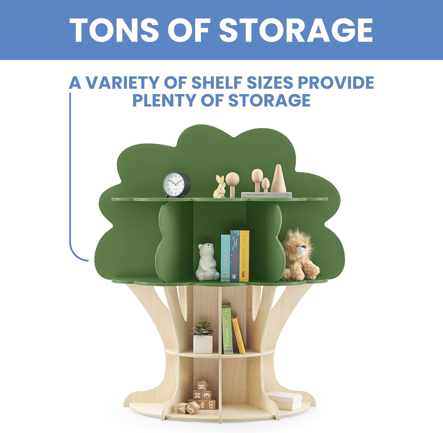 Delta Children Tree Bookcase - Greenguard Gold Certified, Fern Green/Crafted Natural