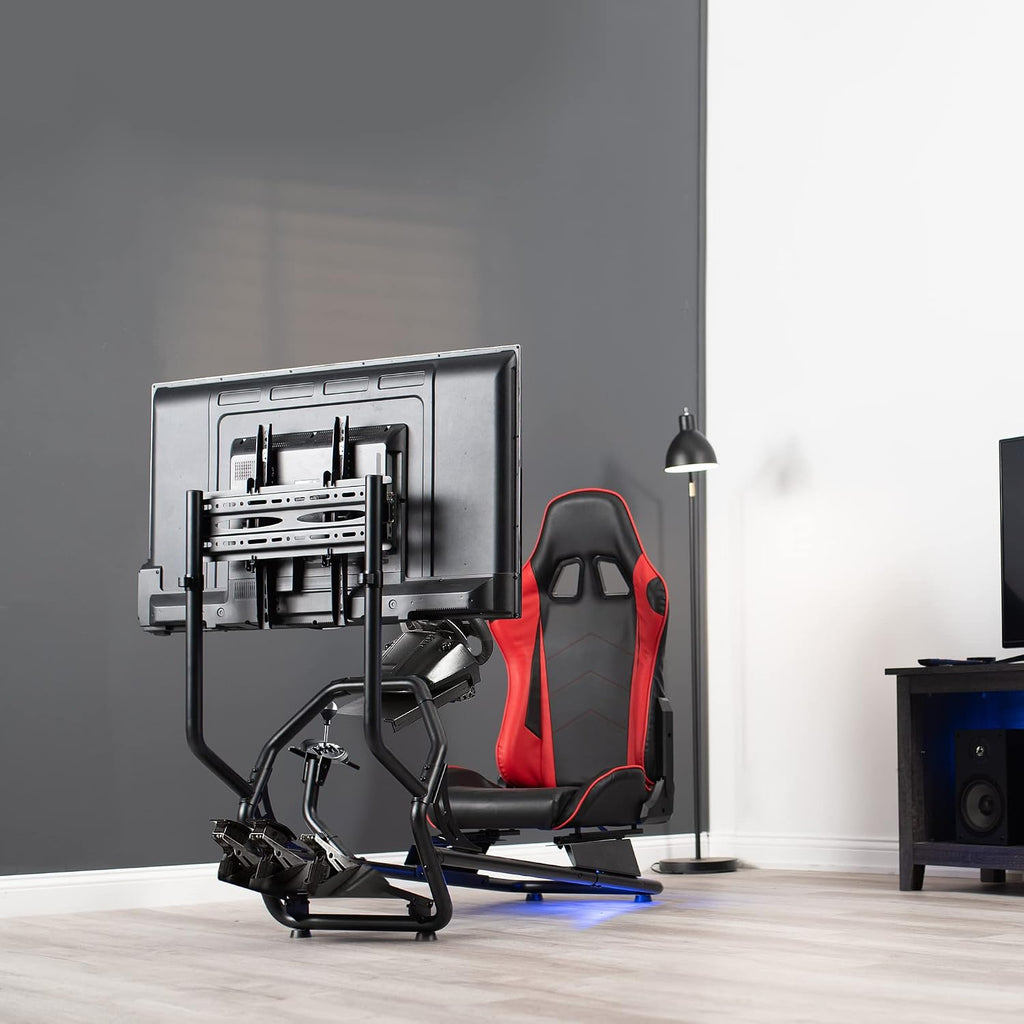 VIVO Racing Simulator Cockpit with TV Mount, Wheel Stand, Gear Mount, Chair and Frame Only, Fits Logitech, Thrustmaster, Fanatec, Compatible with Xbox One, PlayStation, VESA 400x400, STAND-KIT-RACE1B