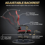 Ergonomic Gaming Chair with Retractable Footrest, High Back Video Game Chairs Computer Gaming Chairs with Headrest and Lumbar Support 400 lbs Linked Armrests Adult Chair (Black Red)