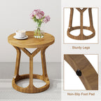 Round End Table Living Room, Rustic Side Table, 22" H Nightstand with Thick Top, Accent Tables for Bedroom Living Room Entryway, Natural