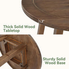 Solid Wood Bar Table, 39.4" High Round Bar Height Table, Farmhouse High Top Pub Bistro Tables, Small Space Cocktail Tables for Kitchen, Living Room, Brown (Table Only)