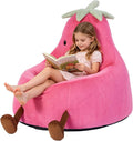 2FT Memory Foam Bean Bag Chair - Ultra Soft Faux Rabbit Fur Round Sofa with Handle & Machine Washable Cover, Comfy Lazy Chair for Kids Teens, Perfect for Reading Gaming in Living Room Bedroom，Magenta