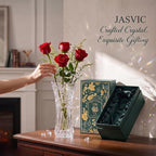 12" Glass Crystal Vase for Flowers with Luxury Gift Box, Elegant Tall Clear Vases for Mother's Day, Wedding, Valentine Gift, Large Floreros Centerpieces for Living Room Home Décor