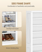 Hzuaneri Shoe Storage Cabinet, 10 Tiers Freestanding Shoe Cabinets, Wooden Shoes Rack with Cubby, 46-50 Pairs, Farmhouse Tall Shoes Cubby Organizer for Entryway, Living Room, White SR59803X