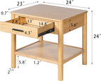 Christopher Knight Home Aurl Rectangular End Table, Wooden Side Table with Drawer, Nightstand with 1 Open Shelf Storage, Item Organize Desk, Sofa Side Tables for Living Room Bedroom, Natural