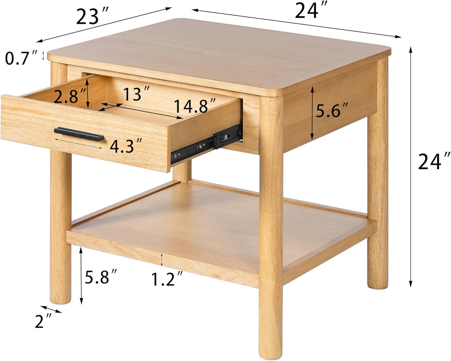 Christopher Knight Home Aurl Rectangular End Table, Wooden Side Table with Drawer, Nightstand with 1 Open Shelf Storage, Item Organize Desk, Sofa Side Tables for Living Room Bedroom, Natural