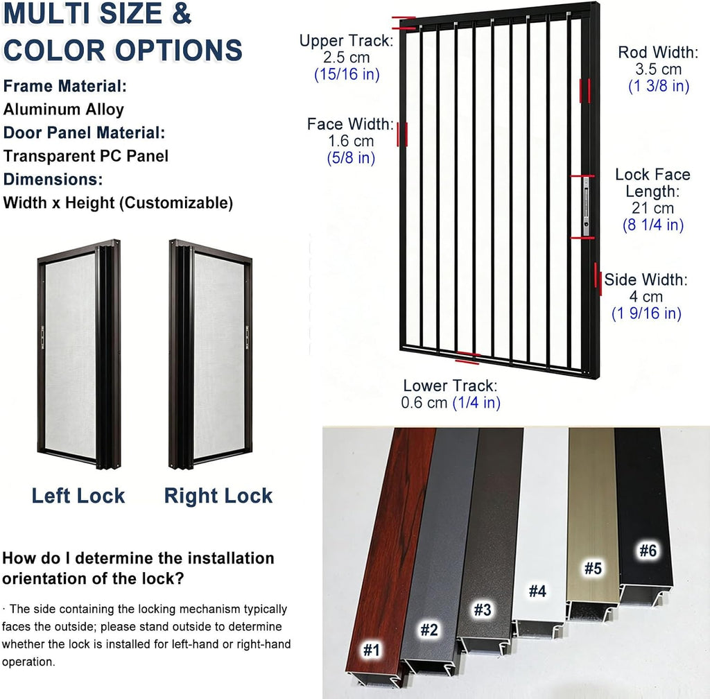 Clear Panel Accordion Door for Kitchen Bedroom, Folding Room Divider with Aluminum Frame, Interior Privacy Door for Laundry Closet(60x210cm(24"x83"))