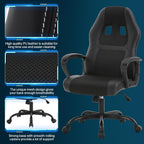 Gaming Chair PC Office Chair Ergonomic Gamer Chair PU Leather Executive Computer Chair with Lumbar Support High Back Adjustable Rolling Swivel Desk Chair for Adult Teen, Black