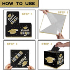 Gatherfun Graduation Decorations 2026 Graduation Box Graduation Card Box for Graduation Gift Graduation Party Favors Decor Party Supplies （Black and Gold）