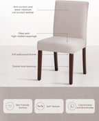 Upholstered Dining Chairs Set of 4 - Line Fabric Modern Farmhouse Kitchen Chairs,Mid-Back Dining Room Chairs with Wooden Legs